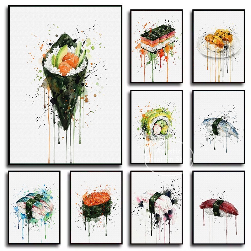 Watercolor Japanese Food Eel S - Japanese Food Lifestyle 评论和价格